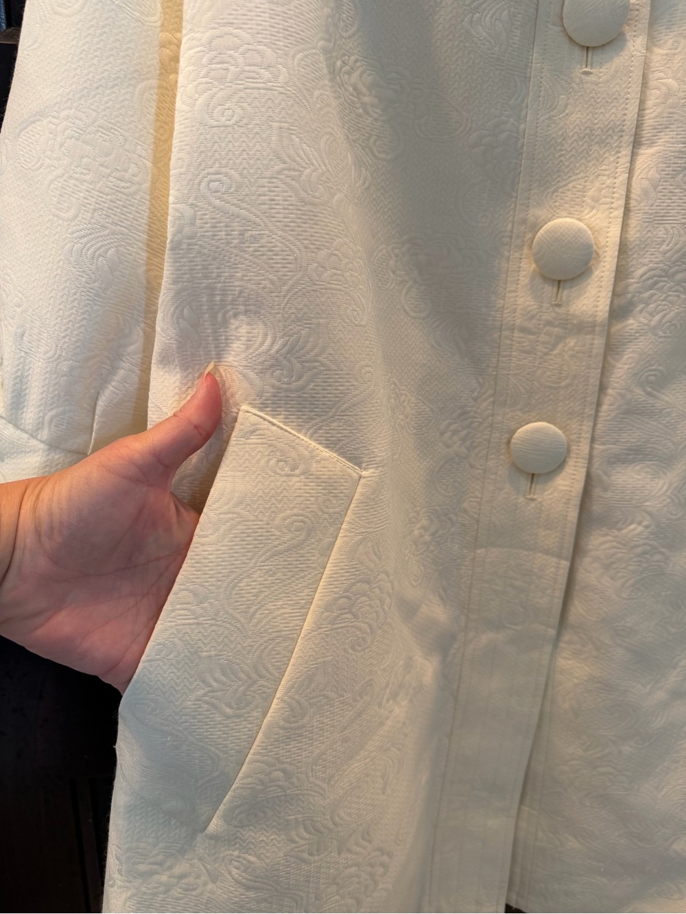 George Simonton CollectionCream Embossed Coat - Picture 6 of 16